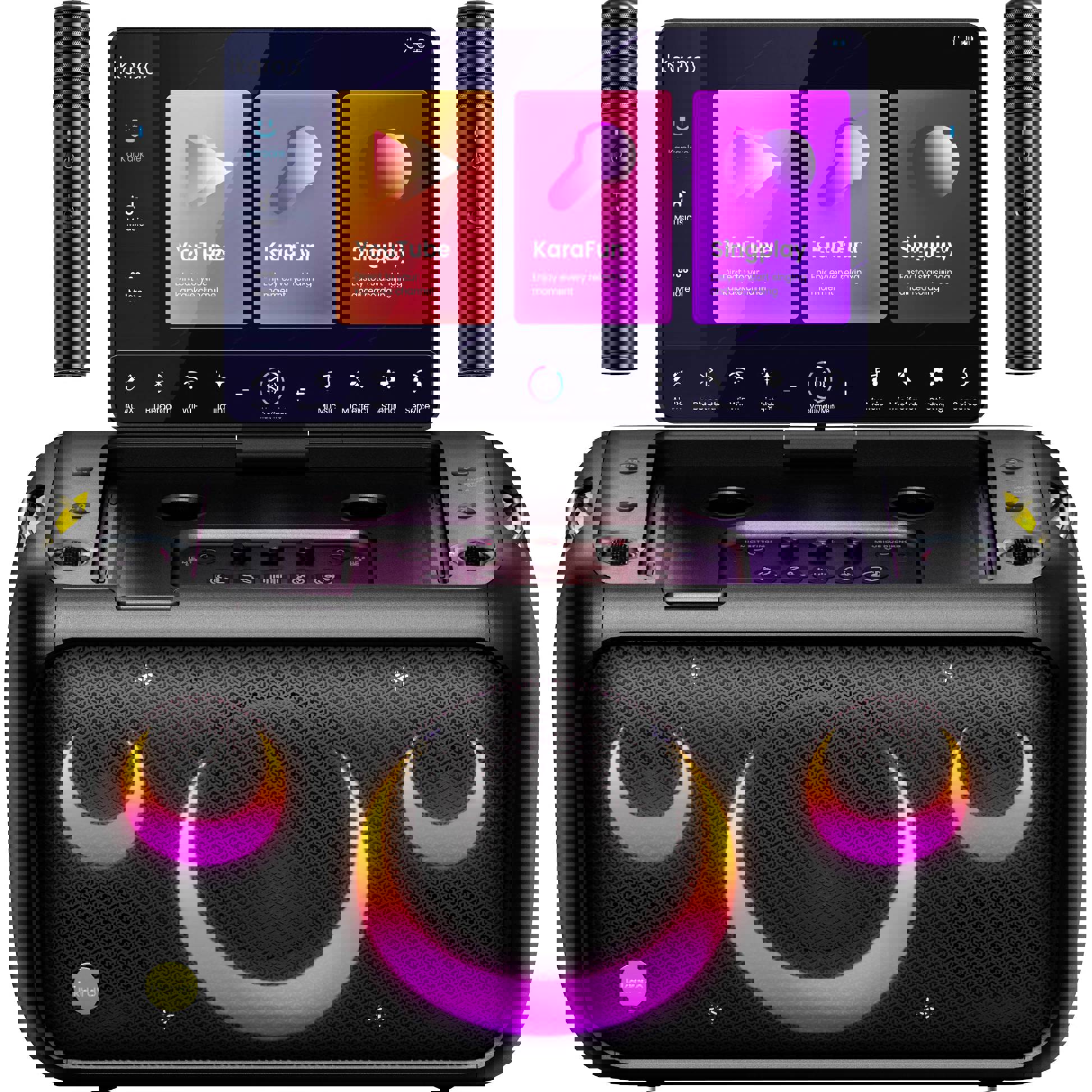 Ikarao - Break X1 - Karaoke-Anlage mit Touchscreen, Inkl. Mikrofon (Schwarz) | USB, Bluetooth®, WLAN, HDMI®